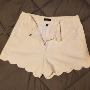 Cynthia Rowley Scalloped Linen Shorts